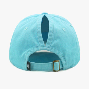 La Wholesale Customised Caps Adults Casual 6-panel 100% cotton Washed Cotton Low Profile <b>Ponytail</b> Cap - Product Image 4