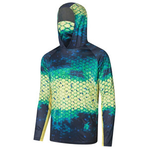 Sudadera con capucha de pesca para hombre de rendimiento ligero, diseño de ondas, tela transpirable de secado rápido, logotipo personalizado, ropa de pesca de alta función - Product Image 1