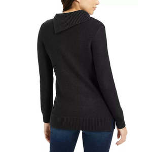 Maglione da Donna Charter Club con Collo Asimmetrico e Cuciture a Patchwork, Nero, Taglia Media, per la Stagione Autunnale - Product Image 2