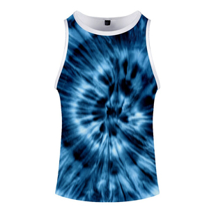 พรีเมี่ยมคุณภาพโลโก้ที่กําหนดเองผู้ชายออกกําลังกายTie Dye Tank Tops SLIM FIT GYM StringerเพาะกายSingletแขนกุดTeeเสื้อ - Product Image 1