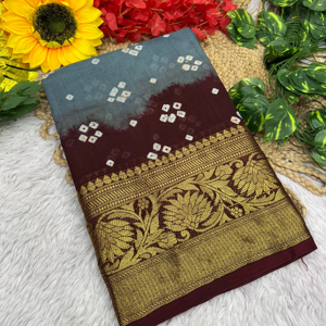 Nuevo último Sari pesado con mano Daing con seda de algodón La mejor calidad Siempre la primera vez Limpieza en seco saris ropa de fiesta - Product Image 1