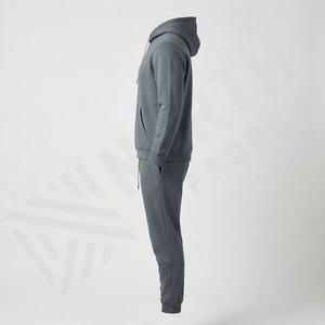 Survêtement pour homme, vêtements de sport, sweat-shirt, 100% coton, tissu respirant, logo personnalisé, ensembles de course en plein air, couleur personnalisée - Product Image 3