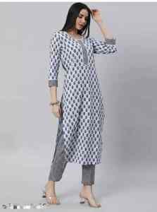 Ensemble Kurti et pantalon en coton sur mesure du fabricant, tenue traditionnelle indienne pour tous les jours, meilleur prix, livraison rapide - Product Image 4