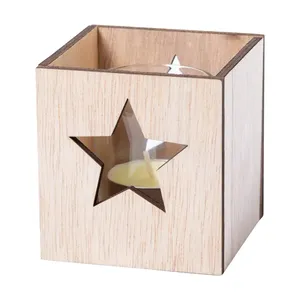 Seneo Porte-bougies en bois personnalisés en forme de sapin de Noël, lanternes, pots à bougies pour la vente en gros - Product Image 1