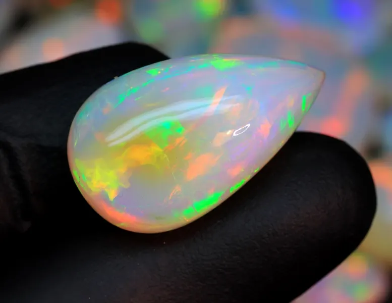 Chất lượng tuyệt vời ethiopian Opal Loose Cabochon đá cũng đánh bóng ethiopian Opal đá quý Pear hình dạng đá quý để làm đồ trang sức