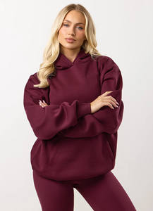 Haute qualité figue femmes goutte épaule à capuche hiver polaire 100% coton Anti-rides respirant blanc haute rue coupe détendue - Product Image 3