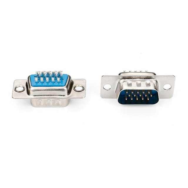 Durui D-SUB 15 Pin Male VGA Connector Stainless Steel Housing Silver Alloy Contacts IP55 Rated 12A Rectangle Audio Video