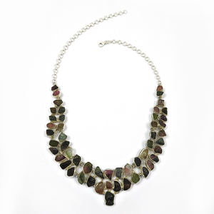 Collier de pierres précieuses de tourmaline 925 argent Design impressionnant fabriqué à la main luxueux 925 colliers en argent de direction en gros OEM ODM - Product Image 2