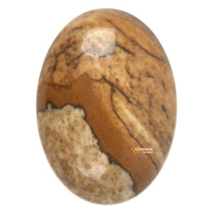 Cabochon plat en jaspe naturel brun ovale de 25 mm - Product Image 2