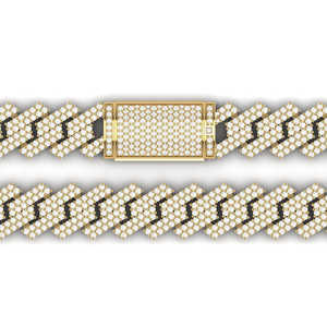 Bracelet cubain en argent sterling 925 de taille ronde Moissanite entièrement pavé avec placage à l'or Style Hip Hop - Product Image 1