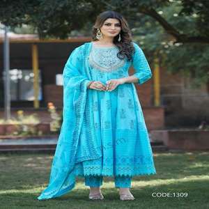 Dernière tenue de créateur Evergreen vente chaude pantalon Kurti imprimé en pur coton et Dupatta avec broderie lourde exportateur indien - Product Image 1