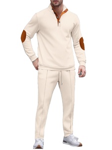 Men's Breathable Waffle Hoodie Set Stand-Up Collar Solid Color-Blocking Sport Casual <b>Trousers</b> <b>Plus</b> <b>Size</b> Two-Piece Set for Winter - Product Image 6
