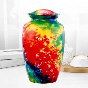 Handmade <b>Large</b> Adult Size Mosaic Aluminium Glass Cremation <b>Urn</b> Unique Funerals Supply With Individual Tiles Applied Burial - Product Image 2