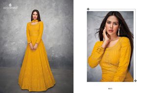 ชุดราตรียาวปักลาย Anarkali สำหรับผู้หญิง,เสื้อคลุมกันแดดสไตล์อินเดียดั้งเดิมแขนยาวนักออกแบบ - Product Image 3