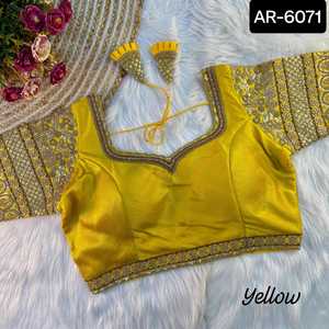 Perle lourde et miroir travail femmes portent un chemisier en soie lourd avec broderie travail fête porter Saree Blouse Bollywood Style Blouse - Product Image 5