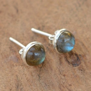 925 Sterling Silver Labradorite Gemstone <b>Stud</b> <b>Earrings</b> Jewelry Handmade Silver Boho Style <b>Earrings</b> Jewelry For Women Wedding - Product Image 2