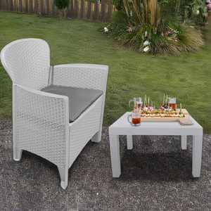 Progarden Lounge Set 2 poltrone in polipropilene bianco con Rattan Line Akita tavolino da giardino interno esterno - Product Image 5