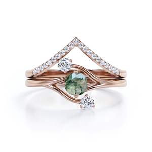 Anillo de Boda Clásico con Ágata Musgosa de 0.7 Quilates, Engaste de Garras, Certificado, Plata 925, para Aniversarios y Fiestas - Product Image 6