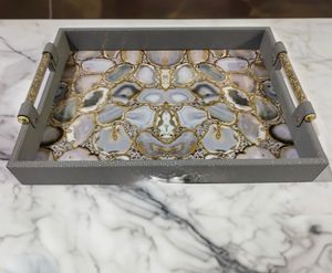 Bandeja de servicio de resina de madera rectangular hecha a mano para uso en el hogar o restaurante del hotel Bandeja de almacenamiento de madera de la India - Product Image 3