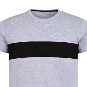 T-shirt à col rond gris chiné et noir OEM Vêtements pour hommes personnalisés Chemises d'été respirantes en coton de style rue grande taille - Product Image 2