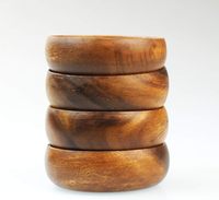 Assiettes en bois sculptées à la main - Ensemble de 4 bols en forme de calebasse Taille 4 pouces (rond) Bols à pâte pour la décoration, grand bol à pain en bois vintage