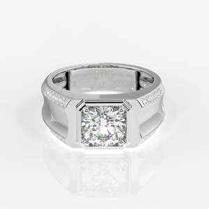 แหวนหมั้นผู้ชายดีไซน์พิเศษ ทอง 14k ประดับเพชรเพาะเลี้ยง - Product Image 5