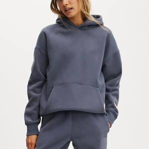 100% coton 400 GSM poids lourd goutte épaule respirant à capuche pour les femmes en gros prix abordable tenue décontracté sweats à capuche femmes - Product Image 5