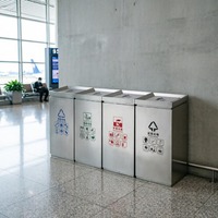 SD-31B grandes poubelles de recyclage Poubelle carrée en acier inoxydable de tri Poubelle 4types Poubelle de recyclage d'intérieur Poubelle