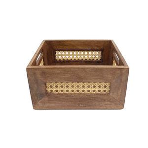 Wholesale Black Finished Rectangle <b>Wooden</b> Storage <b>Basket</b> Tabletop Kitchenware Multi-Purpose <b>Laundry</b> <b>Basket</b> Bulk - Product Image 1