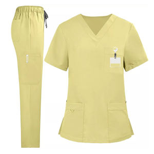 Uniforme médico de varios bolsillos con cuello en V para hombres y mujeres de etiqueta privada en varios colores - Product Image 3