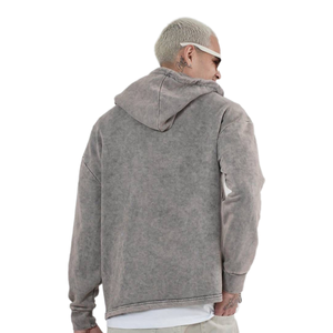 Men Zipper-Up Hoodie Drawstring Hood <b>Thick</b> <b>Fleece</b> Waterproof Plain Dyed Winter Warm Casual Cotton Streetwear Pocket 400g - Product Image 2