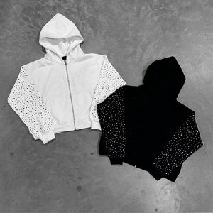 Sudaderas con capucha para hombre con cremallera completa de diamantes de imitación hasta 100% algodón con estampado de gran tamaño Sudadera con capucha personalizada Fabricantes Sudadera con capucha de peso pesado para hombres - Product Image 2