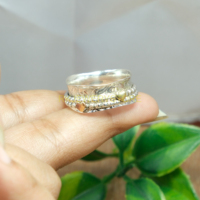 Bague tournante en argent sterling 925 faite à la main avec un design à double cœur |   Anneau de méditation et de fidget, anneau de méditation pour le pouce, anneau de fidget