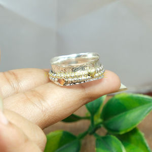 Handmade 925 Sterling Silver Spinner <b>Ring</b> with Dual Heart Design | Meditation & <b>Fidget</b> <b>Ring</b> <b>Fidget</b> Meditation Thumb Band <b>Ring</b> - Product Image 5