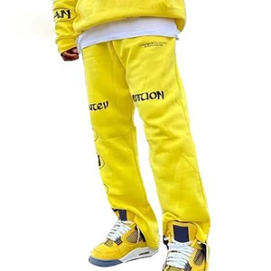 Chándales con estampado de soplo de algodón OEM para hombre, joggers apilados de invierno 2024 con Sudadera con capucha y pantalón de retazos, conjuntos de Jogger de dos piezas - Product Image 6