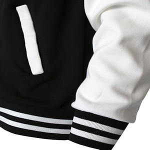 Ventes en gros de patchs brodés en chenille avec lettres, logo personnalisé, manches en cuir, veste de baseball en laine noire, veste de baseball varsity - Product Image 5