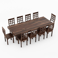 Ensemble de table à manger convertible et pliable en teck massif pour 10 personnes, avec double piétement, grande taille, artisanal, de luxe, moderne, sculpté, fabriqué en usine