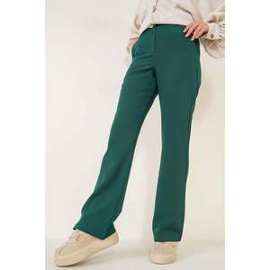 Pantalon à jambes larges vert émeraude pour femme Pantalon crayon XL décontracté Lavage respirant et coloré avec techniques froissées - Product Image 3