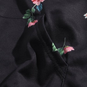 เสื้อฮู้ดผ้าฝ้ายแบบมีกระเป๋าพิมพ์ลายดอกไม้สำหรับผู้ชาย - Product Image 4