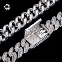 Collier ras du cou personnalisé en argent sterling avec chaîne cubaine glacée et moissanite, bijoux hip-hop pour rappeur, cadeau de fiançailles et de mariage unisexe