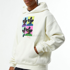 Pull à capuche 100% coton polaire Streetwear sweat avec ourlet côtelé sérigraphie personnalisée de haute qualité - Product Image 4