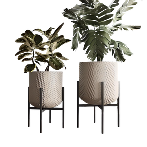 Jardinière d'intérieur Hammared avec pot blanc et support en acier doré haut pour la décoration moderne de la maison et les espaces d'accueil - Product Image 3