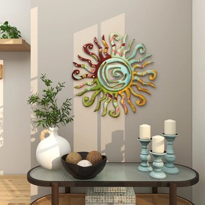 Décoration murale florale en métal pour la maison Sculpture en fer faite à la main élégant salon chambre panneau d'accent intérieur - Product Image 4