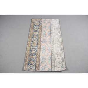 Alfombra Vintage de 2.4x4.5 pies, Alfombra Turca Pequeña, Alfombra a Cuadros Azul - Product Image 1