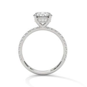 2.0ct Round Brilliant Cut Moissanite Solitaire <b>Ring</b> with Pave Set Band <b>925</b> Sterling <b>Silver</b> - Product Image 5