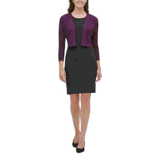 Cardigan Aperto Viola da Donna Tommy Hilfiger con Maniche Lunghe Decorate e Top a Gamba Dritta, Taglia S - Product Image 1