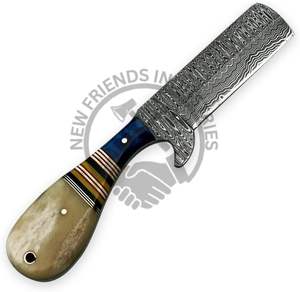 High Quality Damascus Steel Cow Boy Knife Bull <b>Cutter</b> Beautiful Leather Sheath Handmade Customizable OEM/ODM Hot Selling - Product Image 4