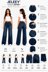 Jeans da donna a vita alta, gamba dritta, lavaggio scuro, vestibilità ampia, lunghezza intera, casual, stile Y2K, in tessuto di cotone traspirante - Product Image 1
