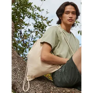 Borsa Sportiva Sostenibile in Cotone Riciclato, Sacca Promozionale con Coulisse per Merchandising Eco-consapevole - Product Image 3