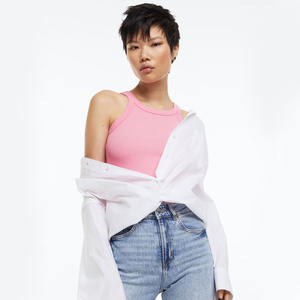 Women <b>Light</b> Pink Colour Ribbed Material Sleeveless Tank Top for Sale Women Stylish Summer Vests in <b>Cheap</b> Rates - Product Image 2